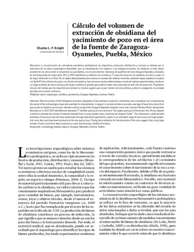 Cálculo del volumen de extracción de obsidiana del yacimiento de pozo en el área de la fuente de Zaragoza-Oyameles, Puebla, México