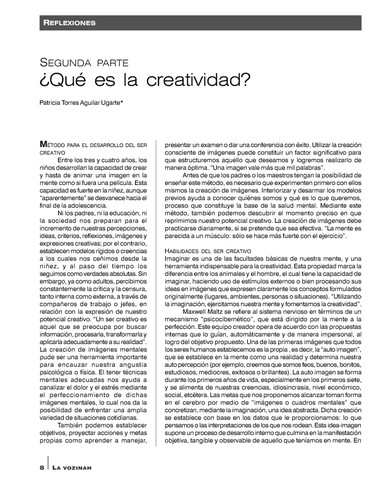 Reflexiones. Segunda parte ¿Qué es la creatividad?