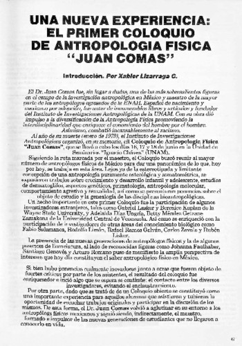 Una nueva experiencia: el primer coloquio de Antropología física "Juan Comas"
