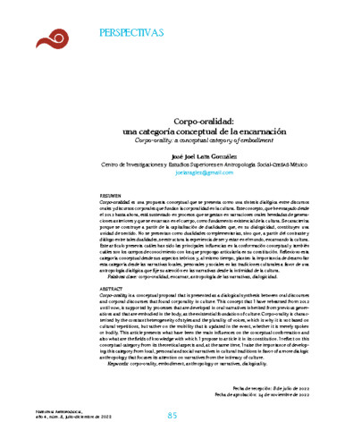 Corpo-oralidad: una categoría conceptual de la encarnación