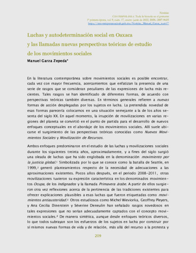 Luchas y autodeterminación social en Oaxaca y las llamadas nuevas perspectivas teóricas de estudio de los movimientos sociales