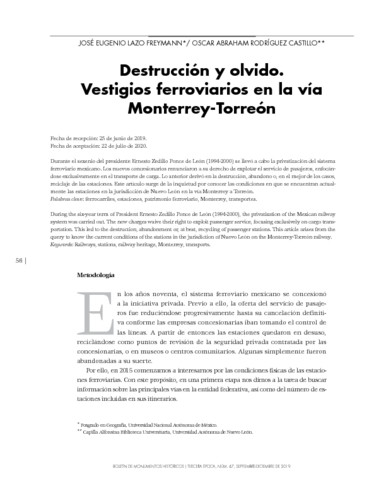 Destrucción y olvido. Vestigios ferroviarios en la vía Monterrey-Torreón
