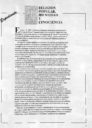 Religión, popular, identidad y etnociencia