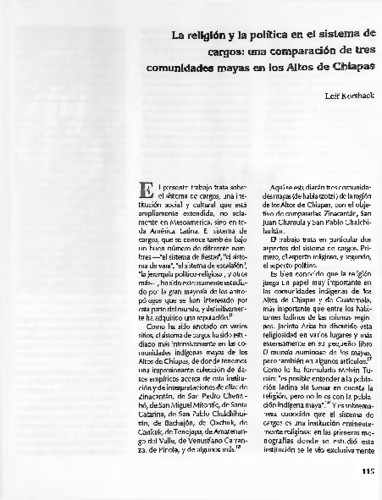 La religión y la política en el sistema de cargos: una comparación de tres comunidades mayas en los Altos de Chiapas