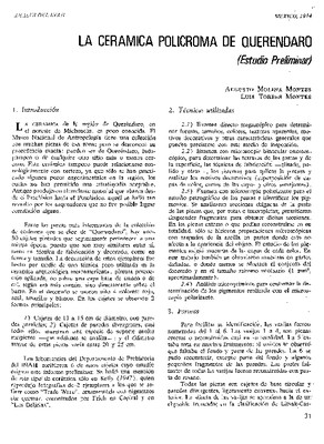 La cerámica policroma de Queréndaro. (Estudio preliminar).