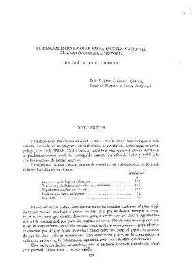 El rendimiento escolar en la Escuela Nacional de Antropología e Historia. Estudio preliminar.