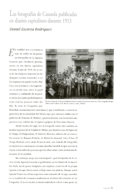 Las fotografías de Casasola publicadas en diarios capitalinos durante 1913