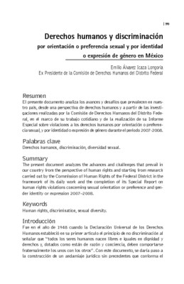 Derechos humanos y discriminación por orientación o preferencia sexual y por identidad o expresión de género en México