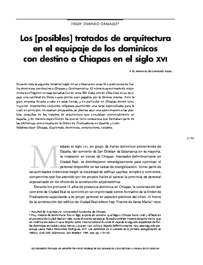 Los [posibles] tratados de arquitectura en el equipaje de los dominicos con destino a Chiapas en el siglo XVI