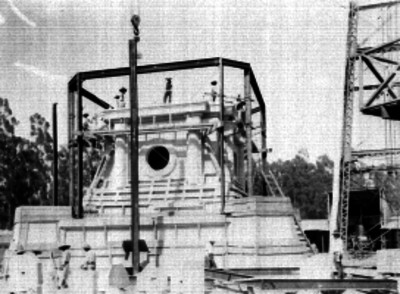 Construcción del basamento de la columna de la Independencia