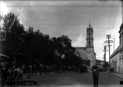 Plaza pública en "Parral", vista parcial