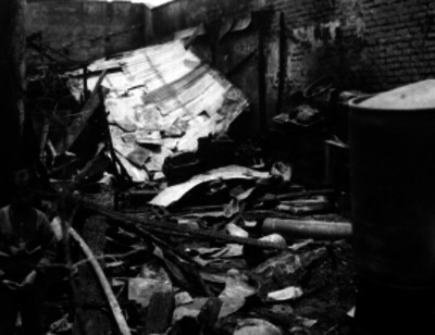 Restos de viviendas destruídas durante un incendio