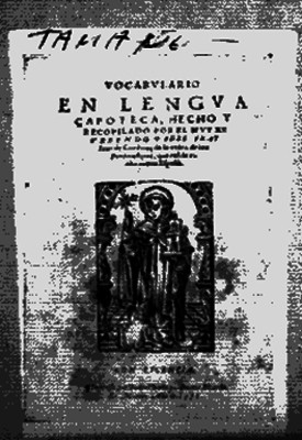 Vocabulario de la lengua zapoteca, portada de libro