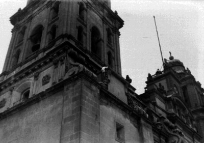 Hombre mosca escalando la catedral