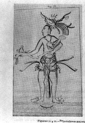 Ilustración de los relieves mayas del Templo de las Inscripciones, reprografía