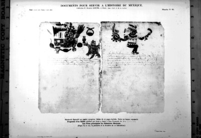 Páginas 104v y 94r del Códice Ixtlilxochitl perteneciente al libro Documents pour servir a l'Histoire de Mexique, reprografía bibliográfica