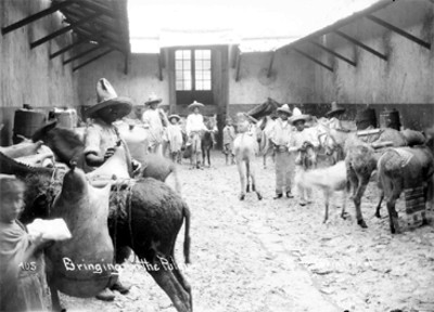 Rancheros con acémilas y carga de pulque, "105 Bringing in the pulque"