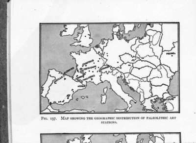 Mapa de la distribución del arte paleolítico en Europa, reprografía