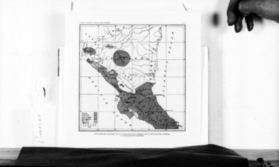 Mapa con la distribición de lenguas y grupos indígenas de Centroamerica, reprografía