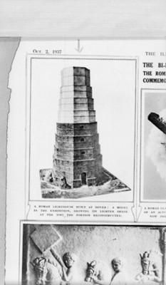 Dibujo de la reconstrucción del faro romano, reprografía