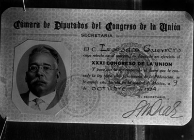 Leocadio Guerrero, retrato de credencial afilaida a la Cámara de Diputados