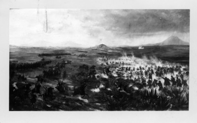 "Batalla del 5 de Mayo de 1862", pintura al óleo, reprografía