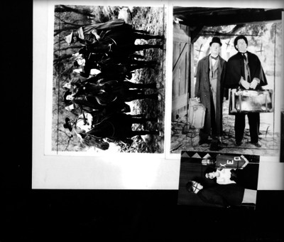 Oliver Hardy 'El gordo' y Laurel Stan 'El flaco' en escenas de películas y artistas en la XEQ, collage fotográfico