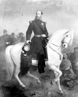 Maximiliano de Habsburgo sobre un caballo, pintura