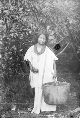 Niña con fruta y canasta, retrato