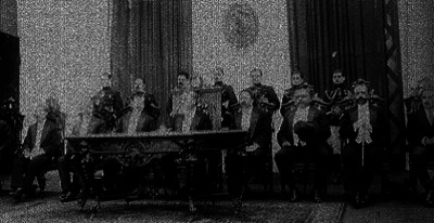 Venustiano Carranza en un acto político en Palacio Nacional