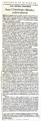 Juan Crisóstomo Méndez, redescubierto