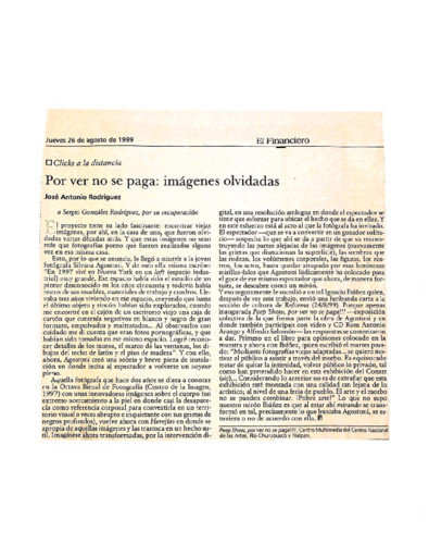 Por ver no se paga: imágenes olvidadas