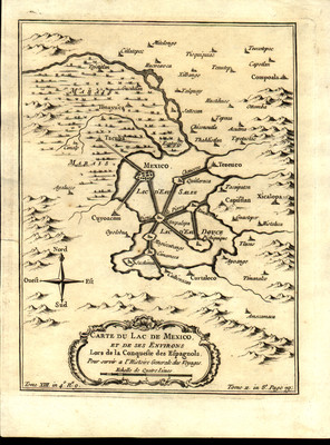 Carte du Lac de Mexico et de ses Environs Lors de la Conquete des Espagnols