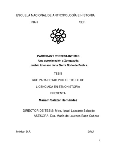 Parteras y protestantismo: una aproximación a Zongozotla, pueblo totonaco de la sierra norte de Puebla