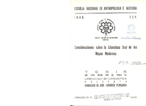 Consideraciones sobre la literatura oral de los Mayas modernos
