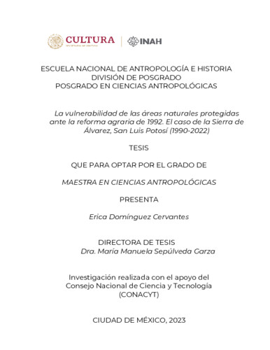 La vulnerabilidad de las áreas naturales protegidas ante la reforma agraria de 1992