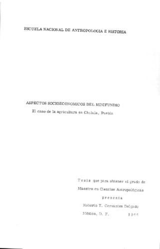 Aspectos socioeconómicos del minifundio