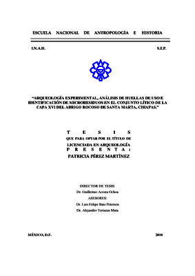 Arqueología experimental, análisis de huellas de uso e identificación de microresiduos en el conjunto lítico de la capa XVI del abrigo rocoso de Santa Marta, Chiapas