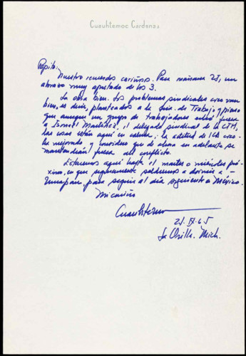 Vida personal del ingeniero Cuauhtémoc Cárdenas Solórzano: 1965. I.