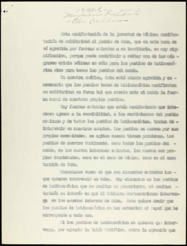 Vida laboral del general Lázaro Cárdenas: Manifestación y mensaje en apoyo a la Revolución Cubana y el contexto de Alemania después de la Segunda Guerra Mundial