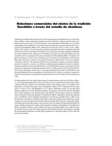 Relaciones comerciales del núcleo de la tradición Teuchitlán a través del estudio de obsidiana.
