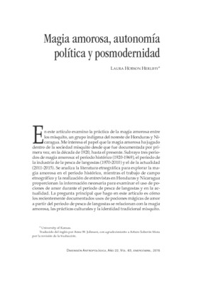 Magia amorosa, autonomía política y posmodernidad