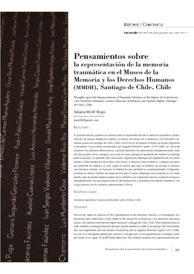 Pensamientos sobre la representación de la memoria traumática en el Museo de la Memoria y los Derechos Humanos (MMDH), Santiago de Chile, Chile