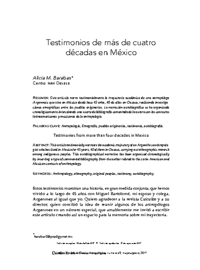 Testimonios de más de cuatro décadas en México