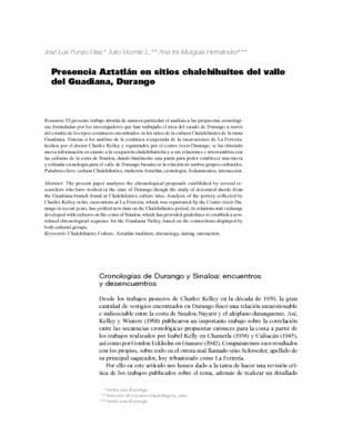 Presencia Aztatlán en sitios chalchihuites del valle del Guadiana, Durango