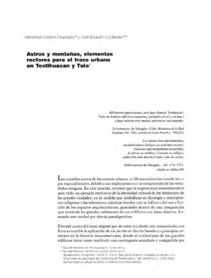 Astros y montañas, elementos rectores para el trazo urbano en Teotihuacan y Tula