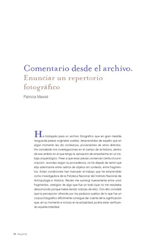 Comentario desde el archivo. Enunciar un repertorio fotográfico