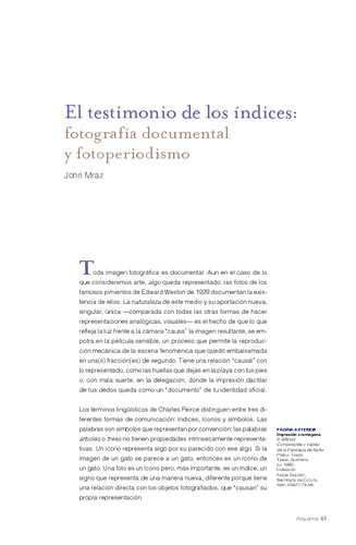 El testimonio de los índices: fotografía documental y fotoperiodismo
