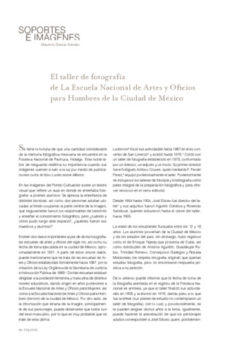 El taller de fotografía de La Escuela Nacional de Artes y Oficios para Hombres de la Ciudad de México