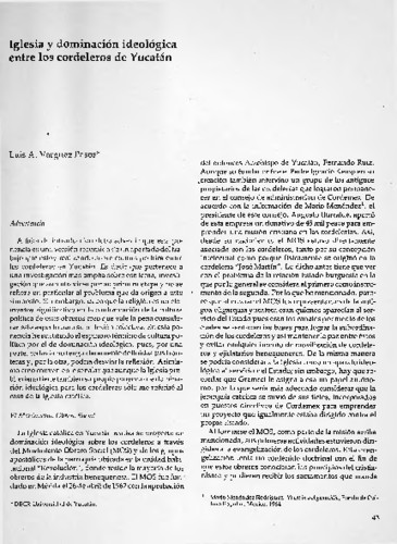 Iglesia y dominación ideológica entre los cordeleros de Yucatán
